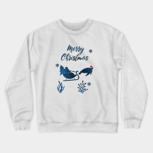 Santa Claus And The Sea Turtle Sleigh Crewneck Sweatshirt